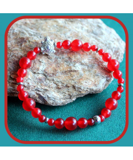 Bracelet Tortue en Agate rouge
