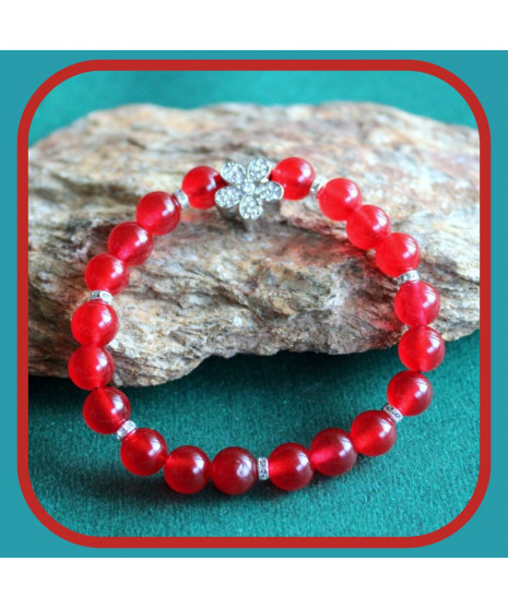 Bracelet Fleur en Agate rouge