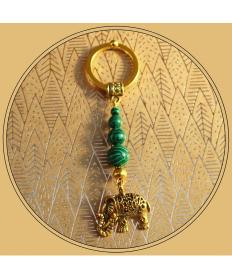 Porte-clefs Eléphant en Malachite