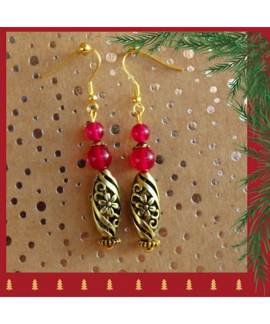 Boucles d'oreilles en Agate rose