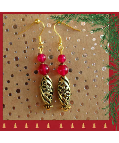 Boucles d'oreilles en Agate rose