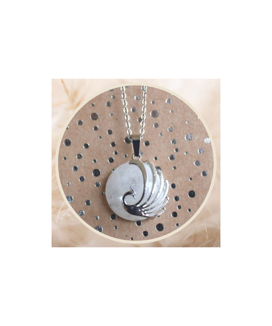Pendentif Paon en Cristal de roche