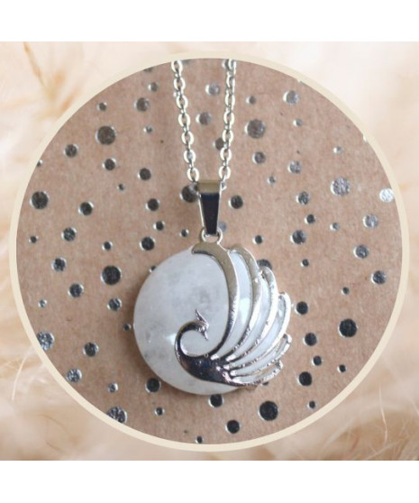 Pendentif Paon en Cristal de roche