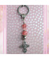 Porte-Clefs Croix en Tourmaline rose