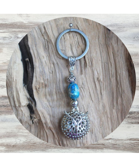 Porte-clefs Chouette en Jaspe