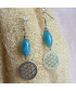 Boucles d'Oreilles bleues Fleur de Vie
