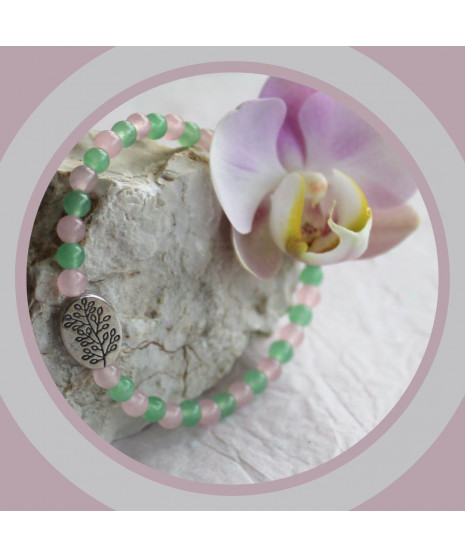 Bracelet Aventurine et Quartz-rose