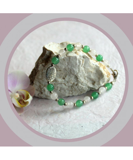 Bracelet  Arbre de vie en Aventurine et en Quartz-rose
