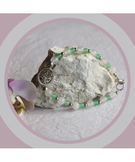 Bracelet Arbre de vie en Aventurine et en Quartz-rose
