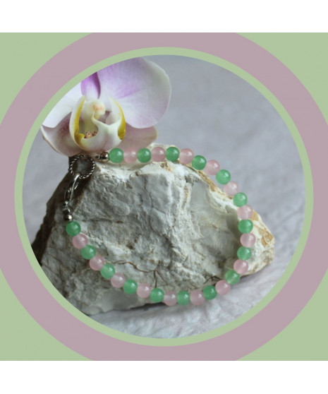 Bracelet en Aventurine et en Quartz rose
