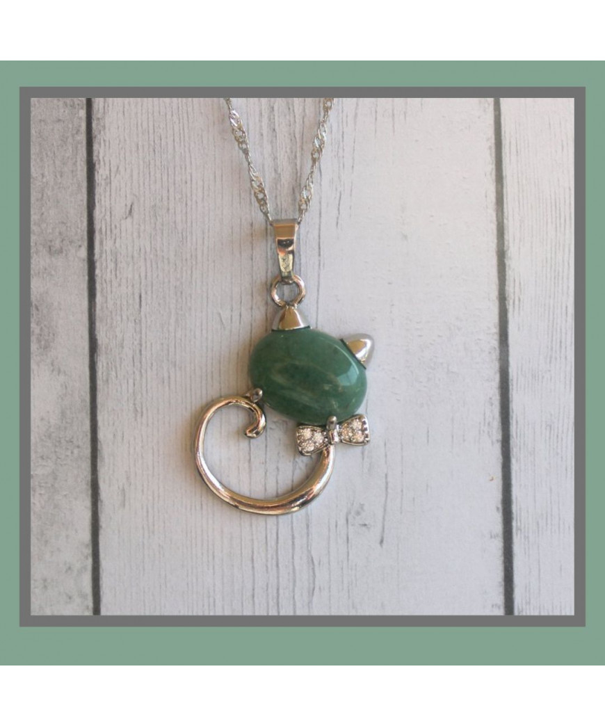 Pendentif Chat en Aventurine