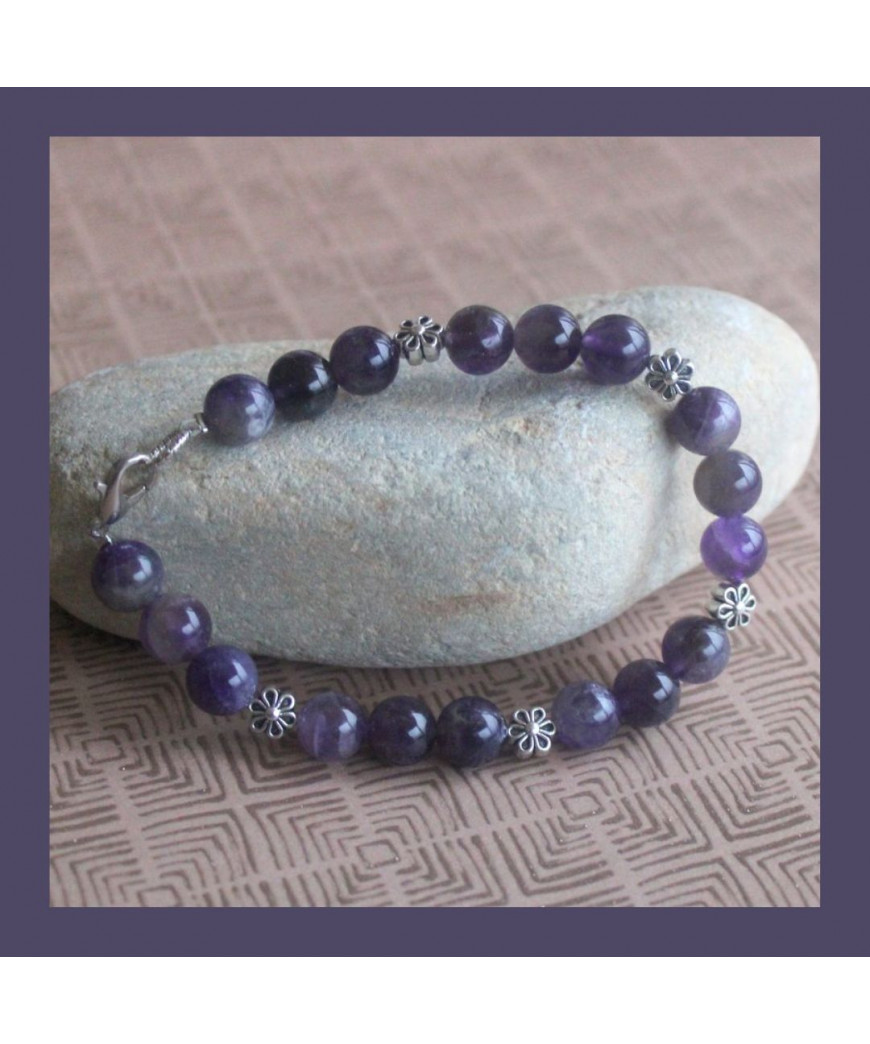 Bracelet Améthyste Fleurs
