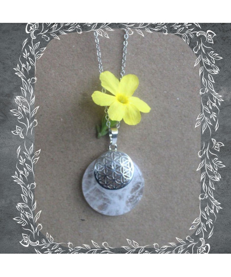 Pendentif Fleur de Vie en Cristal de roche