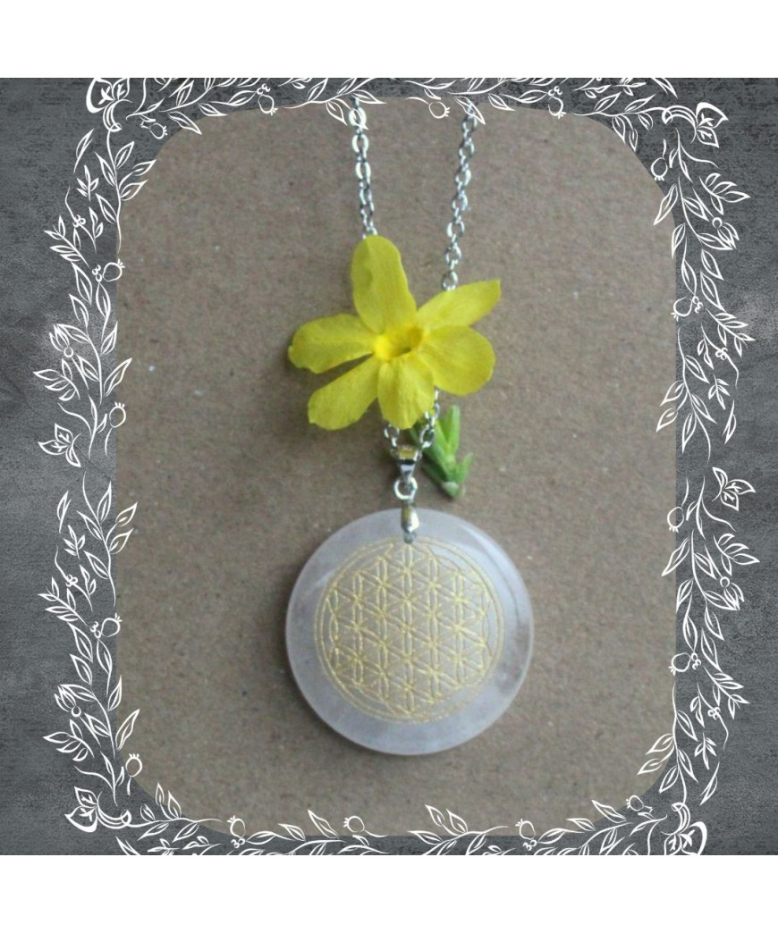 Pendentif Fleur de Vie en Quartz rose