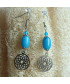 Boucles d'Oreilles bleues Fleur de Vie