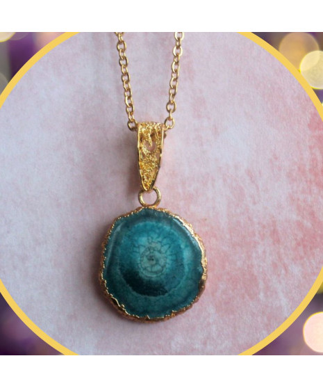 Pendentif Géode d'Agate bleue