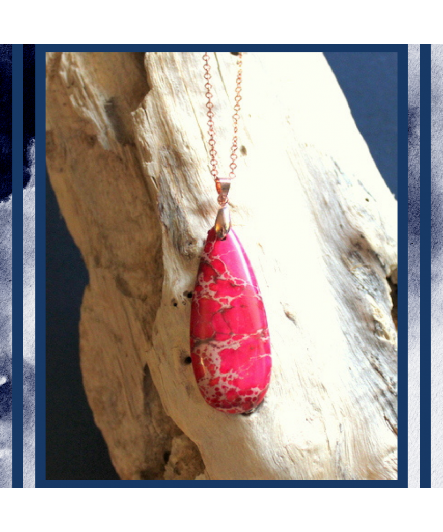 Pendentif Jaspe Sédiments d'Océan rose