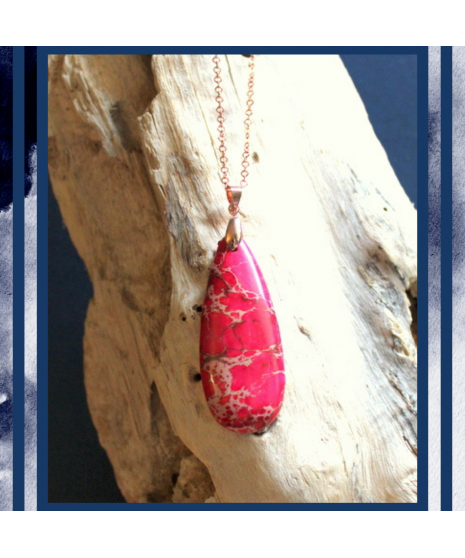 Pendentif Jaspe Sédiments d'Océan rose