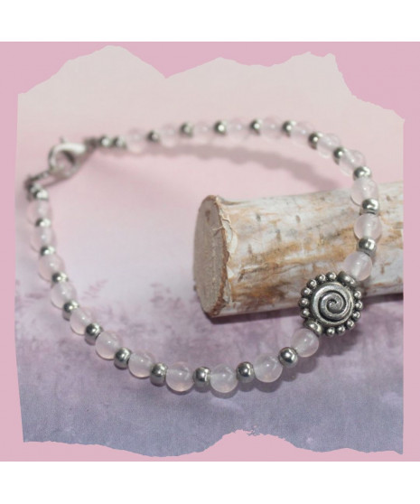 Bracelet Spirale en Quartz rose