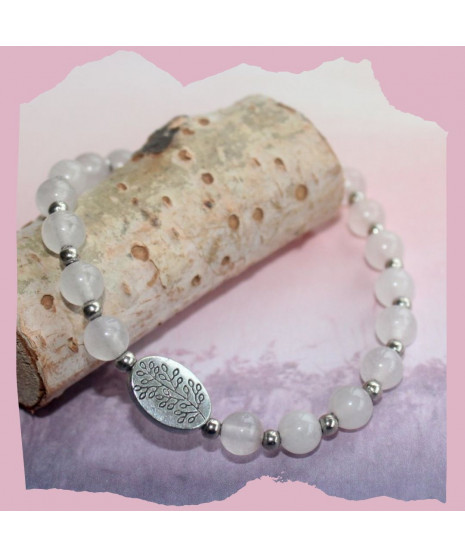 Bracelet Arbre de vie en Quartz rose