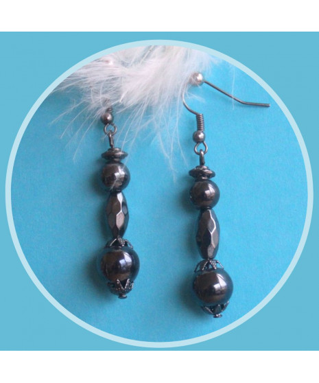 Boucles d'oreilles en Hématite
