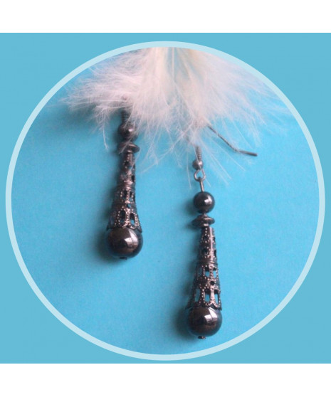 Boucles d'oreilles en Hématite