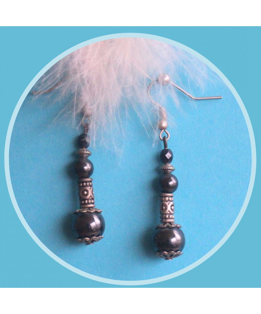 Boucles d'oreilles en Hématite