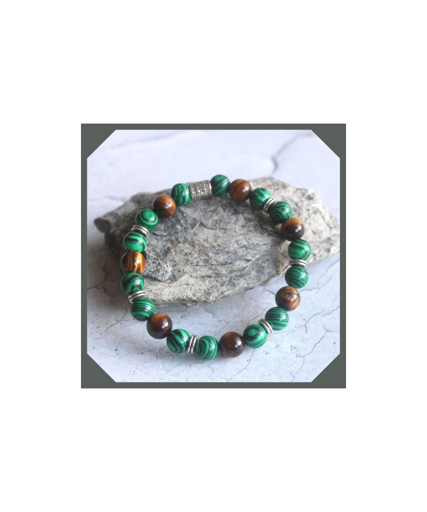 Bracelet Malachite- Œil de Tigre