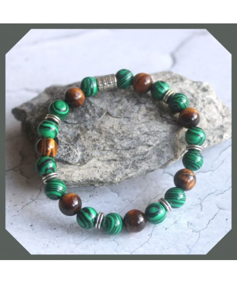 Bracelet Malachite- Œil de Tigre