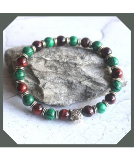 Bracelet Malachite- Œil de Tigre