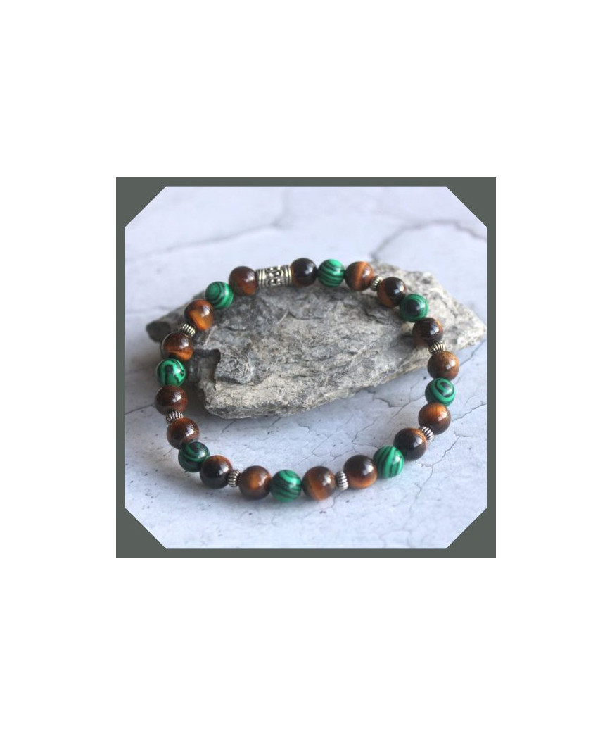 Bracelet Malachite- Œil de Tigre