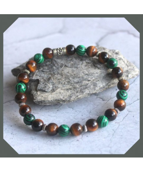 Bracelet Malachite- Œil de Tigre