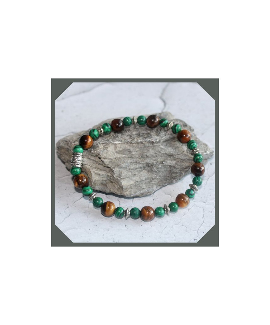 Bracelet Malachite- Œil de Tigre