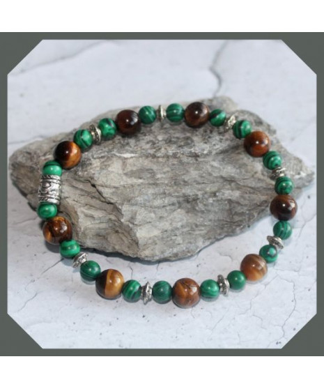 Bracelet Malachite- Œil de Tigre