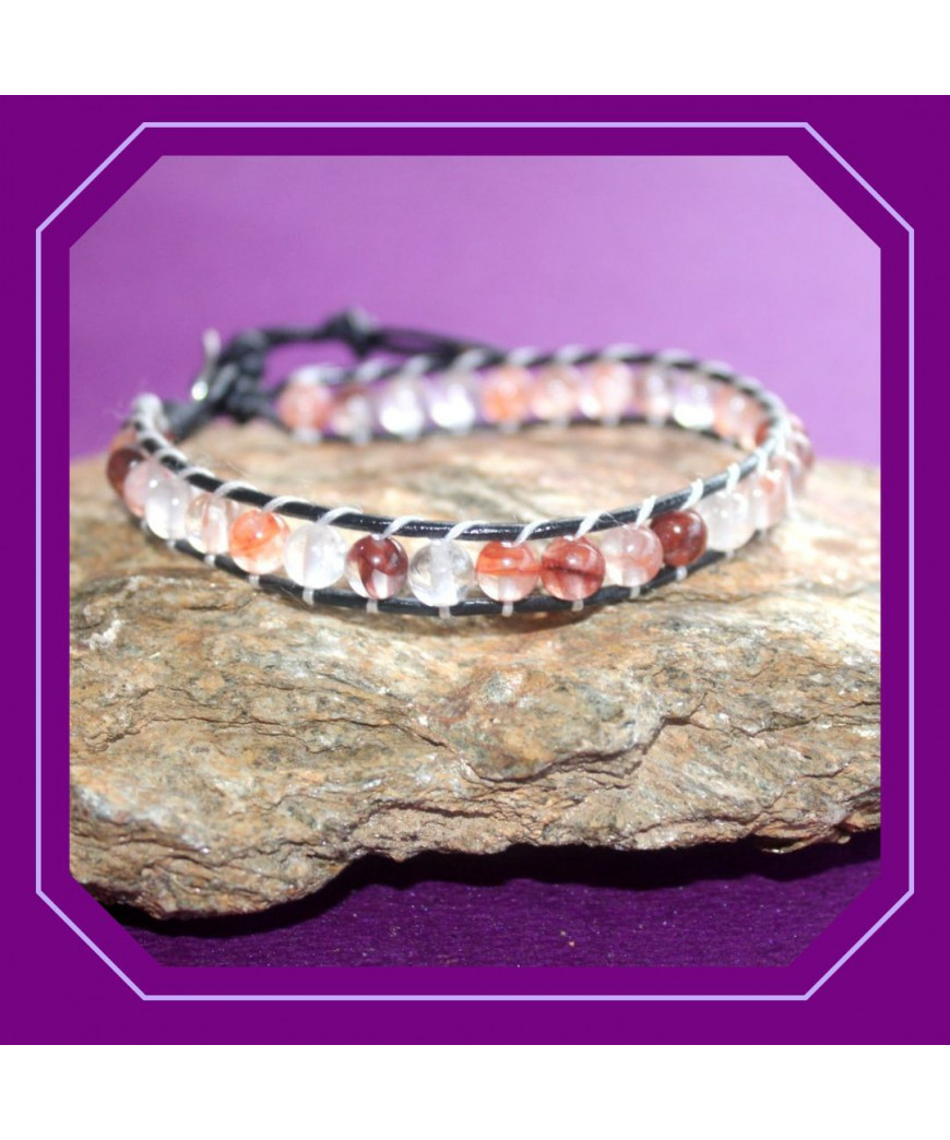 Bracelet Wrap en Cuir et en Agate