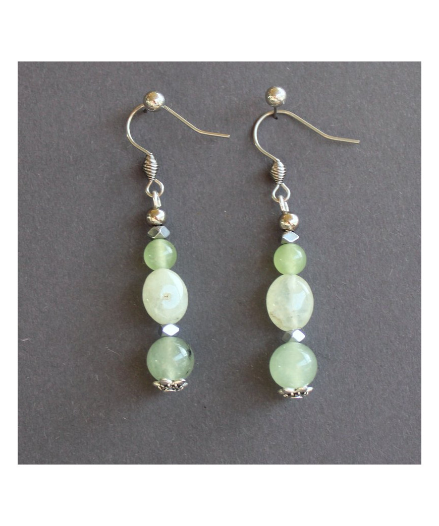 Boucles d'oreilles en Préhnite