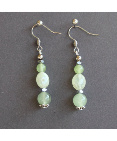 Boucles d'oreilles en Préhnite