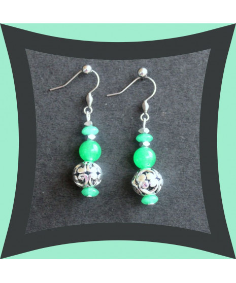 Boucles d'oreilles en Jade vert