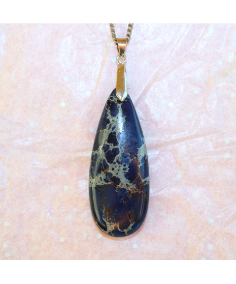 Pendentif Jaspe Sédiments d'Océan bleu
