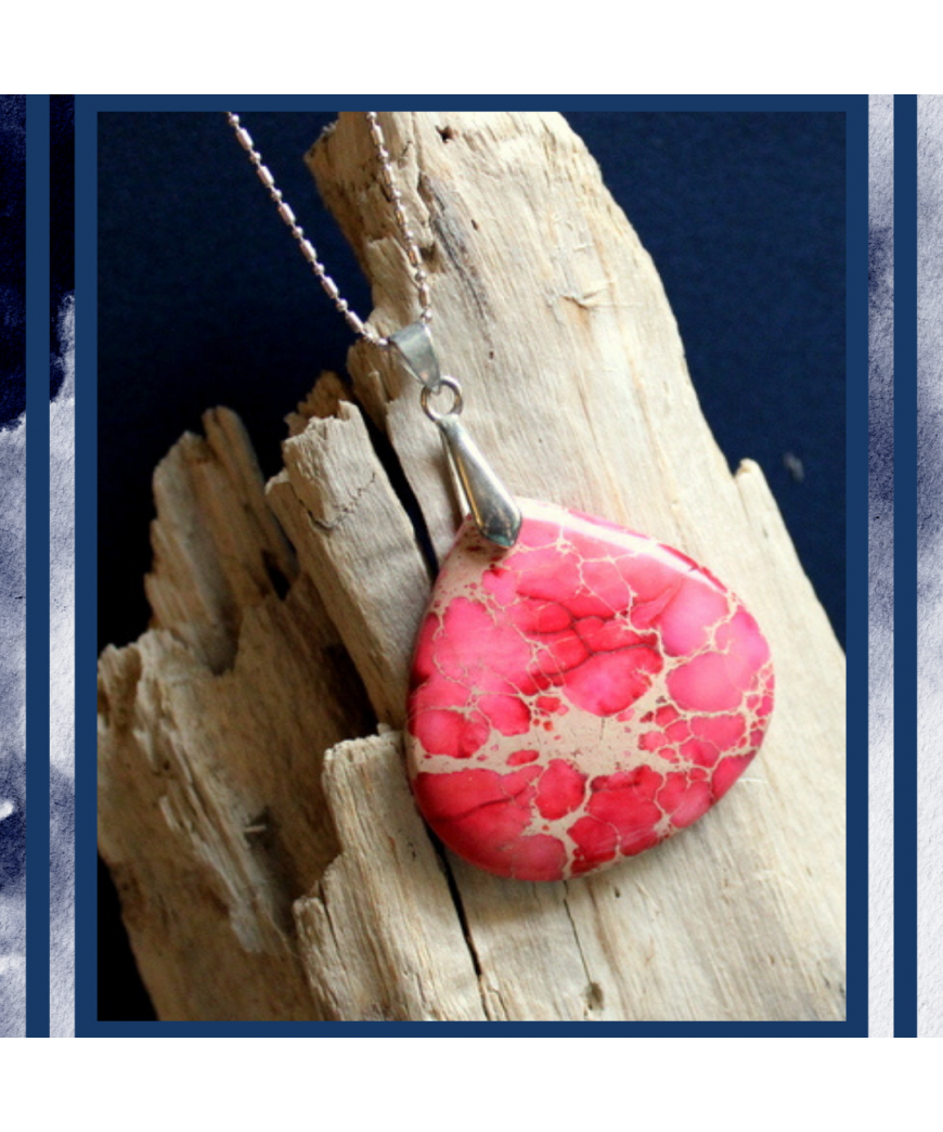 Pendentif Jaspe Sédiments d'Océan rose