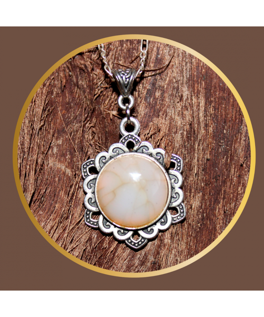 Pendentif  cabochon en Agate beige