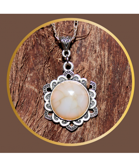 Pendentif Agate beige cabochon