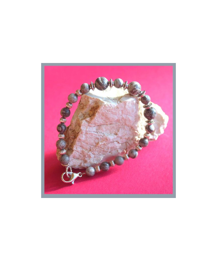 Bracelet en Agate crazy grise