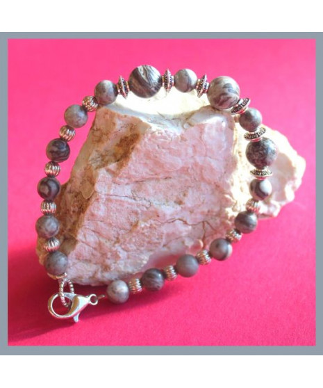 Bracelet en Agate crazy grise