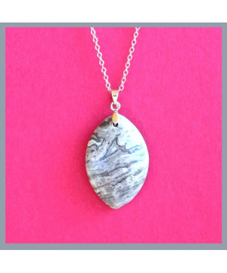 Pendentif en Agate crazy grise