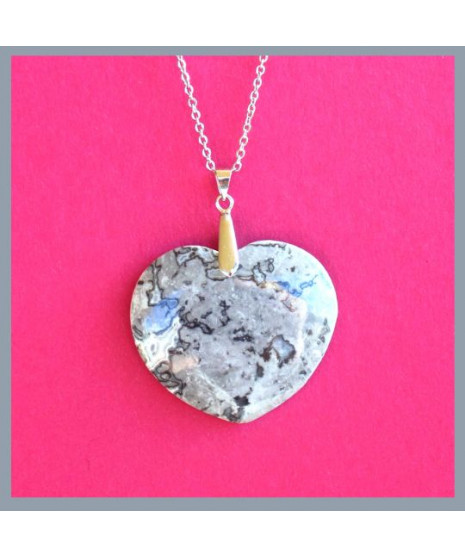 Pendentif Cœur en Agate crazy grise