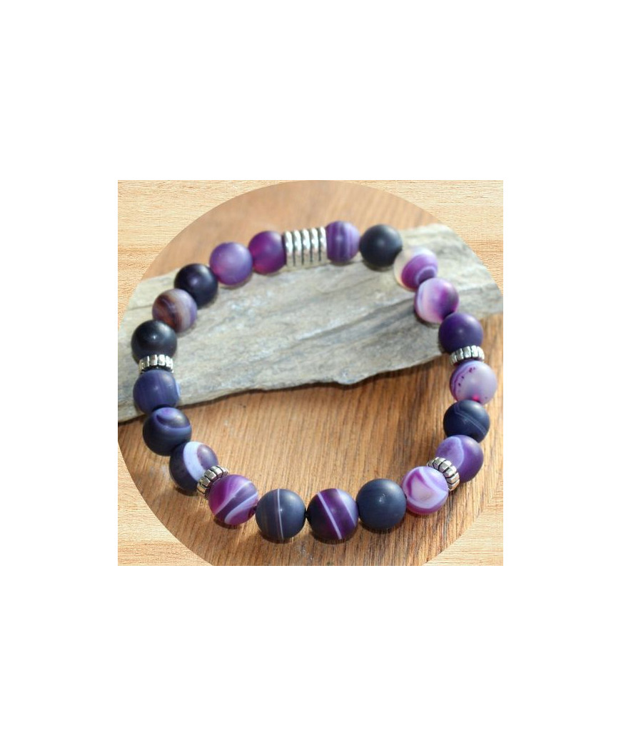 Bracelet en Agate marron mate
