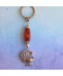 Porte-clefs Paon en Cornaline