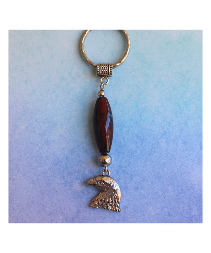 Porte-clefs Aigle en Agate marron