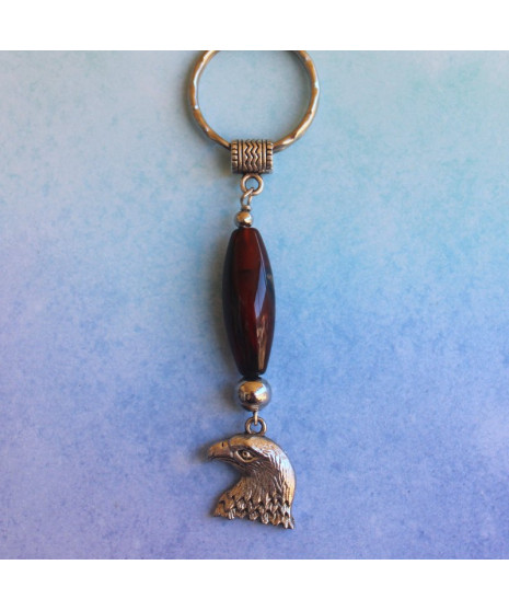 Porte-clefs Aigle en Agate marron